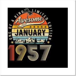 Awesome Since January 1957 Vintage 66th Birthday Posters and Art